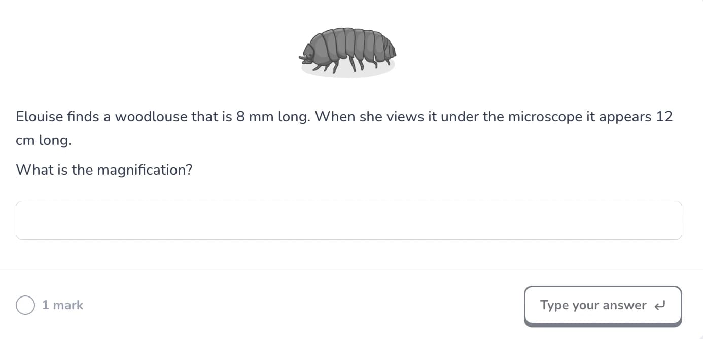 A Cognito exam question with a typed-answer input and mark-scheme marking.